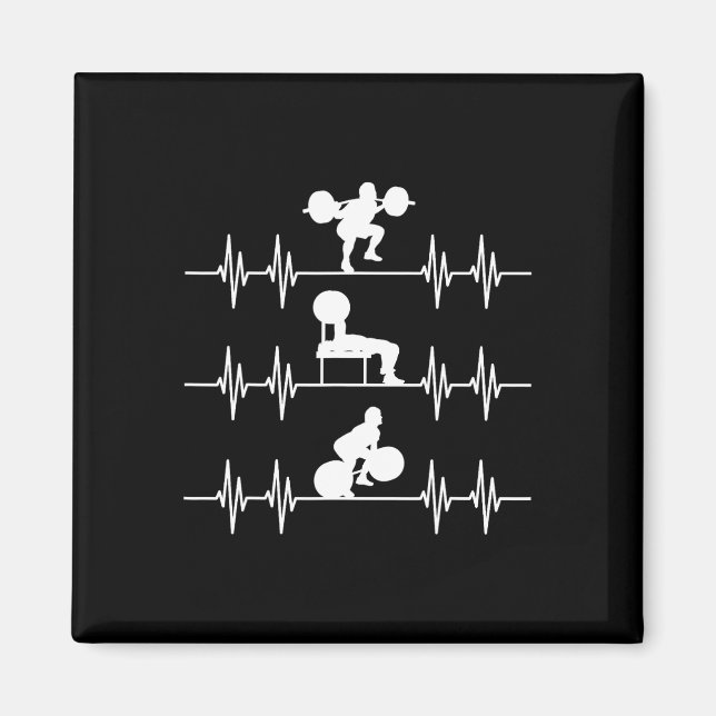 Squat Bench Deadlift Heartbeat Powerlifting  Magnet (Front)