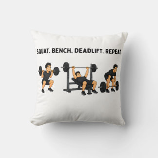 Squat Bench Deadlift Repeat Gym Workout Cushion