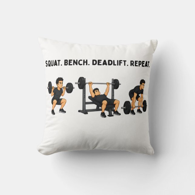 Squat Bench Deadlift Repeat Gym Workout Cushion (Front)
