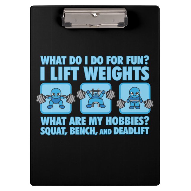 Squat, Bench Press, Deadlift - Hobbies - Kawaii Clipboard (Front)