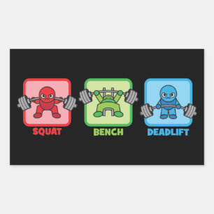 Squat, Bench Press, Deadlift - Kawaii Powerlifter Rectangular Sticker