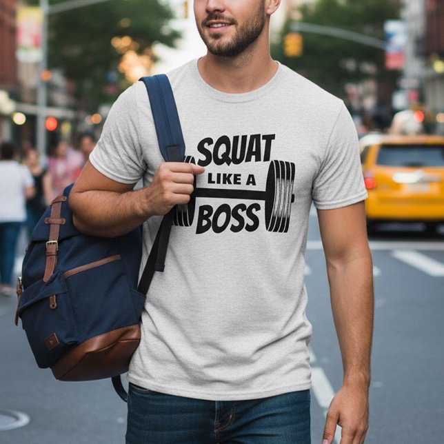 Squat like a Boss Simple Barbell Fitness Training T-Shirt (Creator Uploaded)