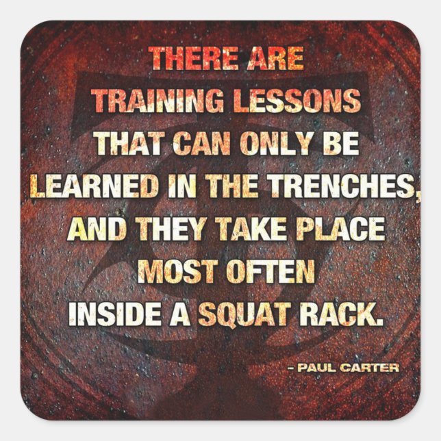 Squat Rack Trenches - Gym Workout Inspirational Square Sticker (Front)