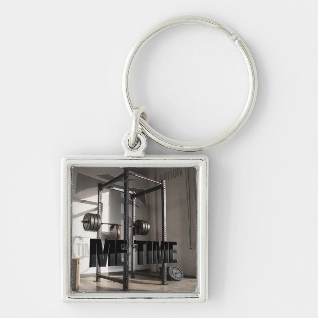 Squat Rack Workout Motivation - Me Time - Gym Key Ring (Front)