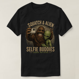 Squatch and Alien Selfie Buddies T-Shirt