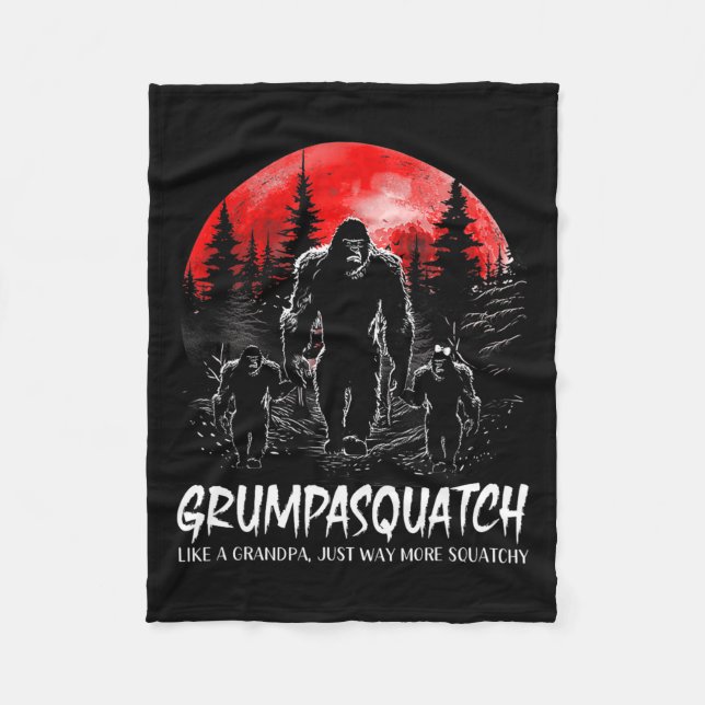 Squatch Funny Bigfoot Dad Sasquatch Yeti Fathers D Fleece Blanket (Front)