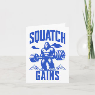 Squatch Gains Weight Lifting Humour Monochrome Gym Card