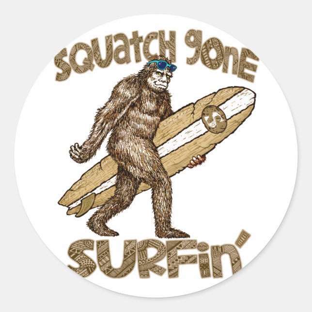 Squatch Gone Surfing sticker (Front)
