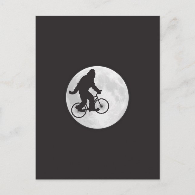 Squatch on a Bike In Sky With Moon T-shirt Postcard (Front)