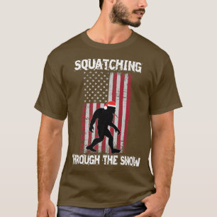 Squatching Through The Snow Bigfoot Christmas Sasq T-Shirt