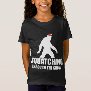 Squatching Through The Snow Bigfoot Santa Christma T-Shirt