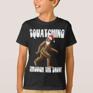 Squatching Through The Snow Christmas Bigfoot Sant T-Shirt
