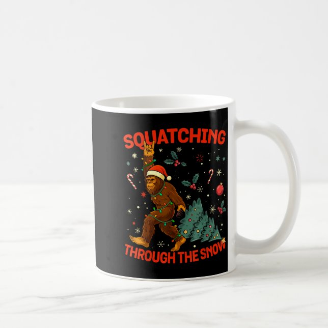 Squatching Through The Snow Funny Bigfoot Rock On  Coffee Mug (Right)
