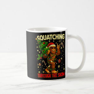 Squatching Through The Snow Funny Bigfoot Xmas Lig Coffee Mug