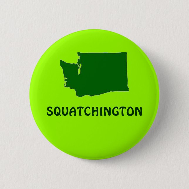 Squatchington Washington State Silhouette 6 Cm Round Badge (Front)