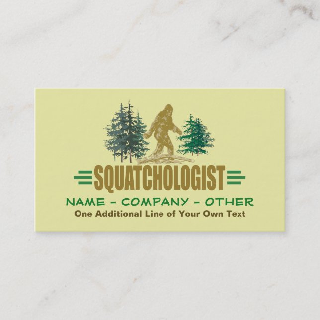 SQUATCHOLOGIST - Funny Sasquatch Believer's Business Card (Front)