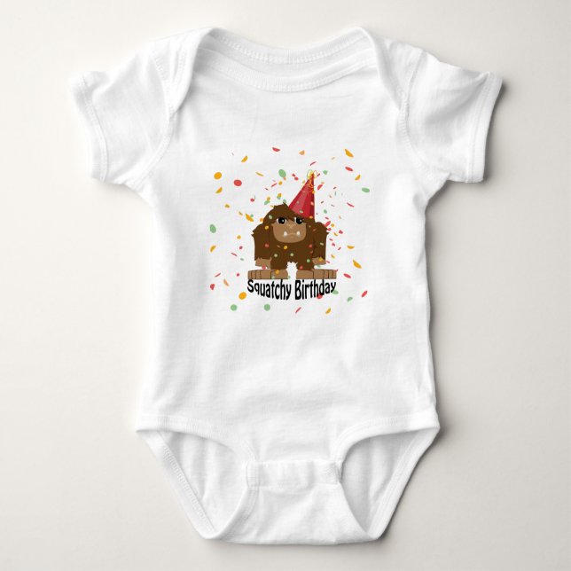 Squatchy Birthday Baby Bodysuit (Front)