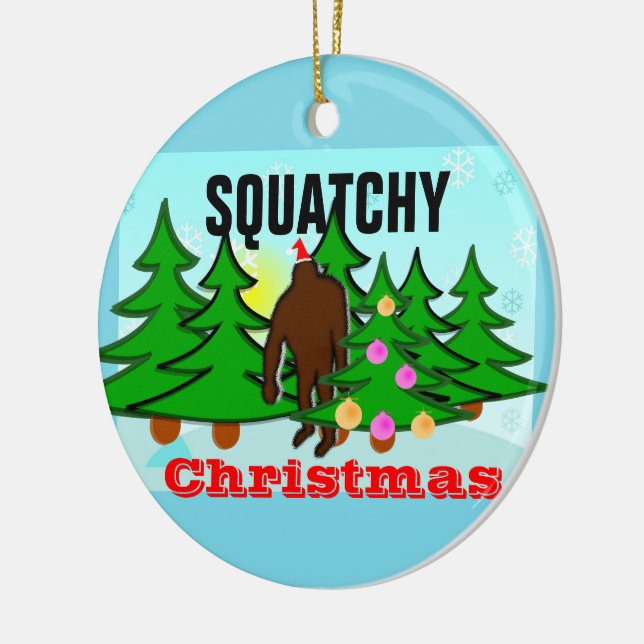 Squatchy Christmas Sasquatch Tacky Christmas Ceramic Tree Decoration (Left)
