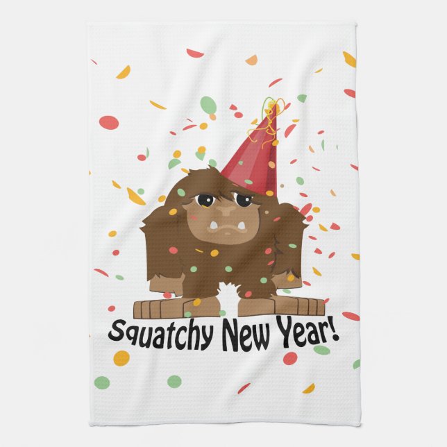 Squatchy New Year Tea Towel (Vertical)