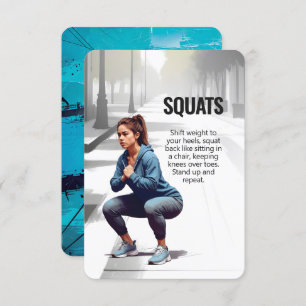 Squats Fitness Card with Blue Backing