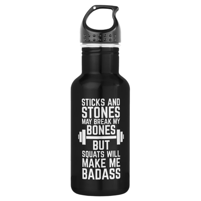 Squats Will Make Me Badass Gym Quote 532 Ml Water Bottle (Front)
