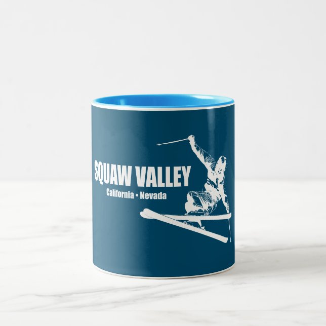 Squaw Valley Ski Resort Skier Two-Tone Coffee Mug (Center)