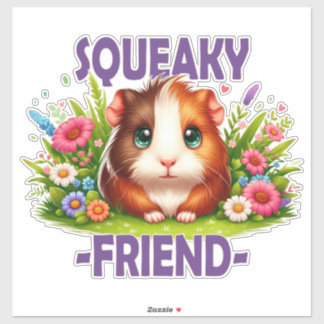 Squeaky Friend pun. Cute Baby Guinea Pig cartoon