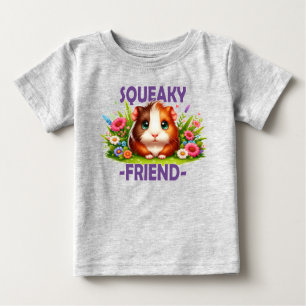 Squeaky Friend pun. Cute Baby Guinea Pig cartoon T-Shirt