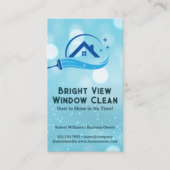 Squeegee Cleaning Home Logo Business Card (Front)