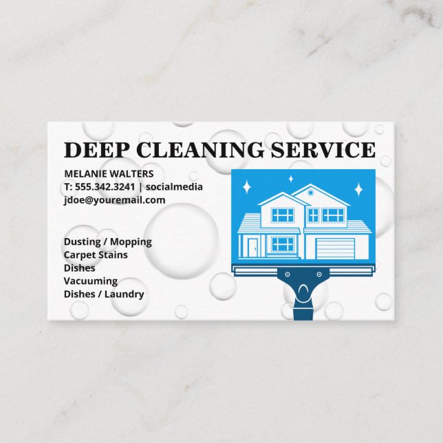 Squeegee Home Logo | Soap Bubbles Business Card (Front)