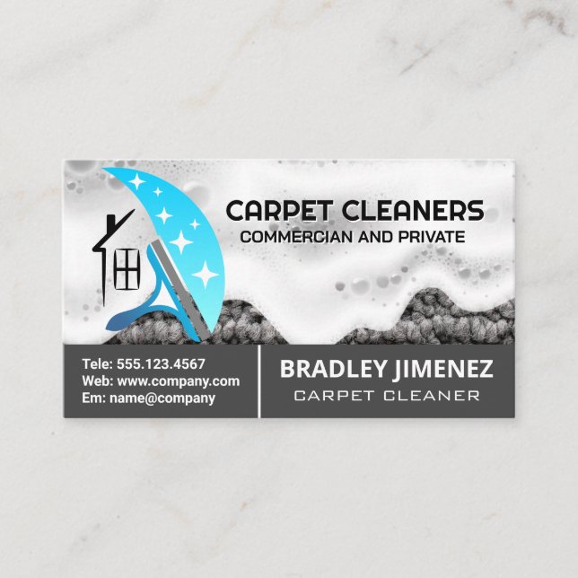 Squeegee Soap Cleaner Logo | Rug | Soap  Business Card (Front)