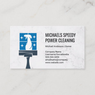 Squeegee Spray Bottle Logo   House Cleaning Business Card
