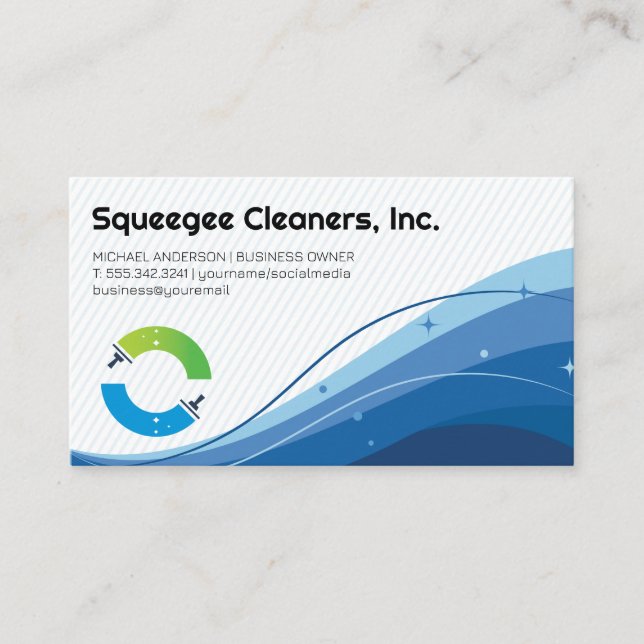 Squeeges Logo | Cleaners Business Card (Front)