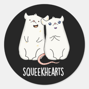 Squeekhearts Funny Mouse Sweetheart Pun Dark BG Classic Round Sticker