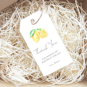 Squeeze Lemon Citrus Baby First Birthday Thank You Gift Tags