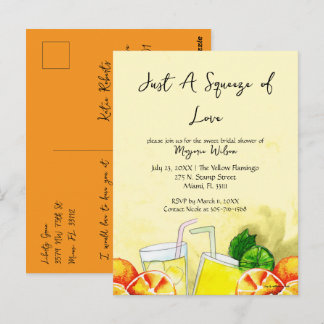 Squeeze of Love Lemonade Lemon Citrus Bridal Party Postcard