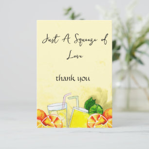 Squeeze of Love Lemonade Lemon Citrus Bridal Party Thank You Card