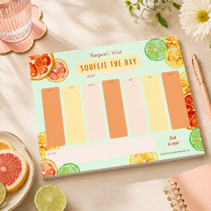 Squeeze The Day Citrus Motivation Weekly Planner Notepad