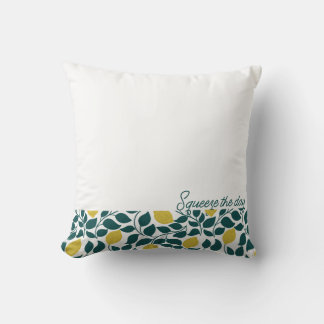 Squeeze the Day Lemon, Hand Drawn Citrus Cushion