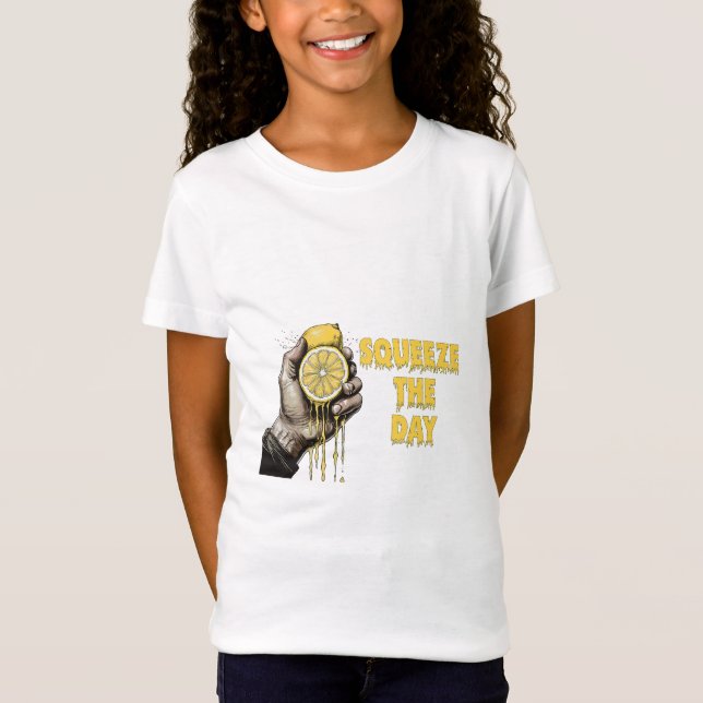 Squeeze The Day Lemon Pun T-Shirt (Front)