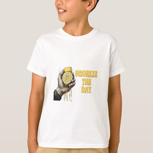 Squeeze The Day Lemon Pun T-Shirt (Front)