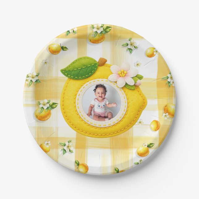 Squeeze the day - Lemon theme Paper Plate (Front)