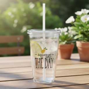 Squeeze the Day Lemon Themed Acrylic Tumbler