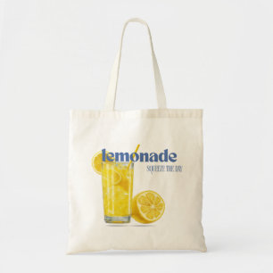 "Squeeze The Day" Lemonade Watercolor Summer Tote Bag
