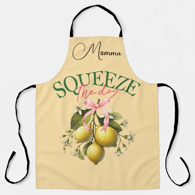 Squeeze the Day Lemons Personalised Apron (Front)