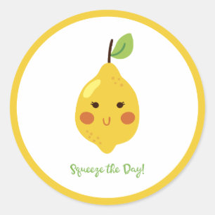 Squeeze the Day Punny Lemon  Classic Round Sticker