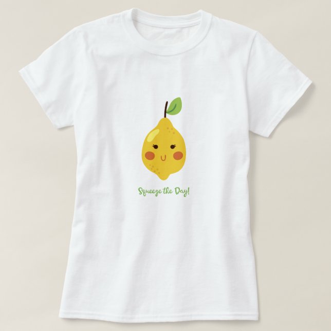 Squeeze the Day Punny Lemon T-Shirt (Design Front)