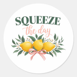 Squeeze The Day Vintage Lemon Quote Classic Round Sticker