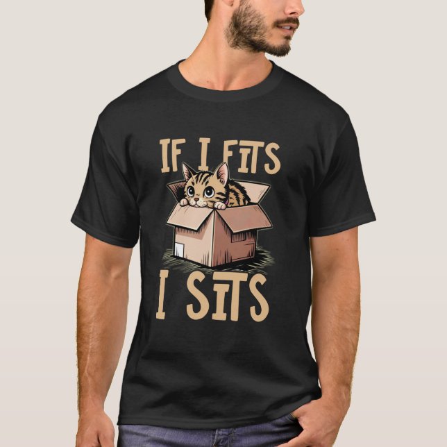 Squeezed In Funny Cat Box Moment T-Shirt (Front)