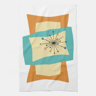 Squeezed Rectangle Mid Century Modern Retro Tea Towel